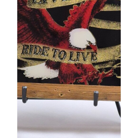 Vintage "Live To Ride" Framed Art With Eagle Design - Picture 2 of 5